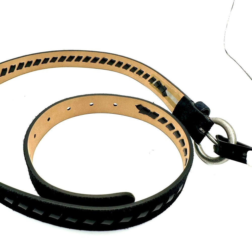 Sam Edelman Black Suede Whipstitch Belt Womens Medium Silver Buckle Boho NWT - Picture 6 of 9